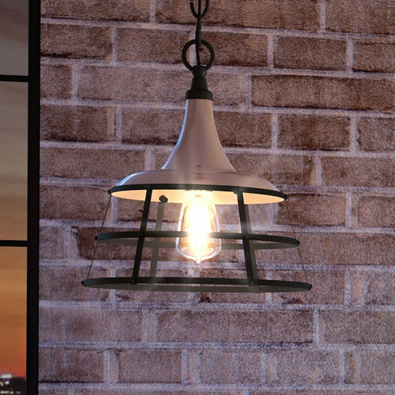 Luxury Urban Loft Indoor Pendant, 14.25''H x 12''W, with Utilitarian Style Elements, Industrial Design, Aged Pewter Finish, UHP3850