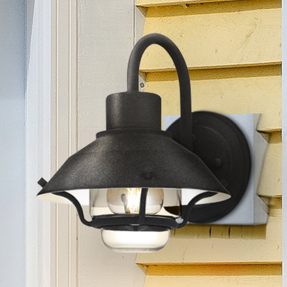 Luxury Utilitarian Wall Sconce, Small Size: 9.5''H x 8''W, with Coastal Style Elements, Mottled Black Finish, UQL1970 from the Logan Collection by Urban Ambiance