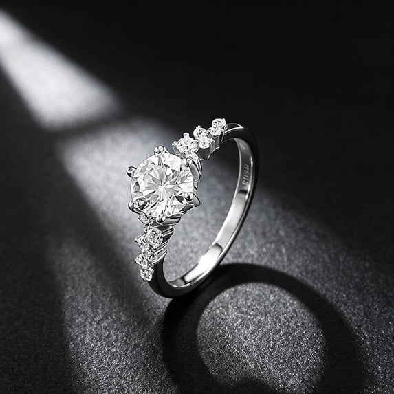 Luxury VVS1 D Color 6mm Delicate Moissanite Daily Wear Women's Ring - 925 Sterling Silver Anniversary Jewelry Gift - Size 5~9