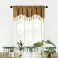 thumbnail image 1 of 3PCS Luxury Valance Curtain with Tassels,100% Polyester Fabric Cafe Windows Short Curtain,Window Treatment Above the over Sink Vintage Privacy Pleated Room Divider for Bedroom Living Door, 1 of 7