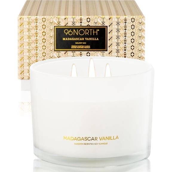 Luxury Vanilla Soy Candles | Large 3 Wick Jar Candle | Up to 50 Hours Burning Time | 100% Natural Soy Wax | Relaxing Aromatherapy Aesthetic Candle | Housewarming Gift for Men and Women