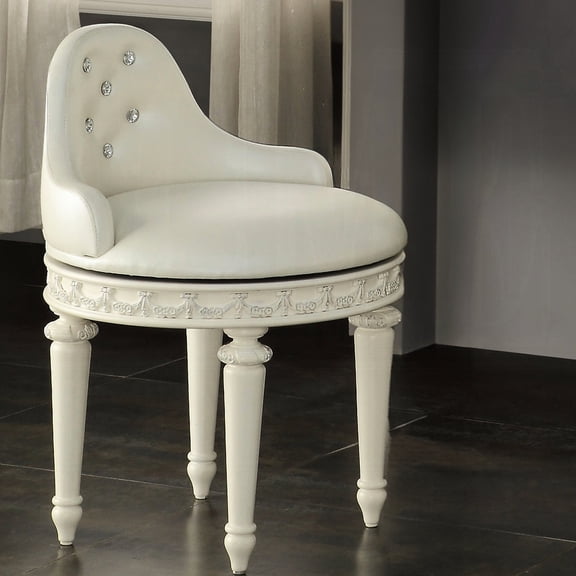 Luxury Vanity Chair With Rotation - Comfortable Foam And Ornamental Details Fashionable Swivel Seat Button Tufting Fashion Forward