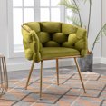 thumbnail image 1 of Luxury Velvet Accent Chair, Modern Upholstered Chair with Metal Frame, Stylish Woven Back, Gold Frame, Single Leisure Arm Chair for Living Room, Bedroom, Office, Balcony, Olive Green, 1 of 8