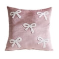thumbnail image 1 of Luxury Velvet Bow Throw Pillow Covers 18x18 - Elegant Bow Decor Pillowcases, Romantic Valentine’s Day Decorations for Cozy Sofa, Bed & Room Accents, Plush Cushion Covers for Home Decor (Pink), 1 of 6