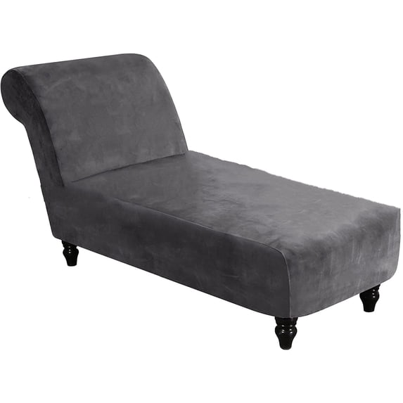 Luxury Velvet Chaise Lounge Slipcover – High-Stretch, Machine Washable Cover for Armless Chaises – Indoor Chaise Cover for Living Room, Sofa, Bedroom (Taupe)