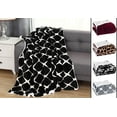 thumbnail image 1 of Luxury Velvet Christmas Prints Fleece Sherpa, Throw/Blanket -Holiday Theme Home Decor,Fuzzy Warm and Cozy Throws for Winter Bedding, Couch and Gift, 50" x 60 inch, Bloomingdale Black, 1 of 3
