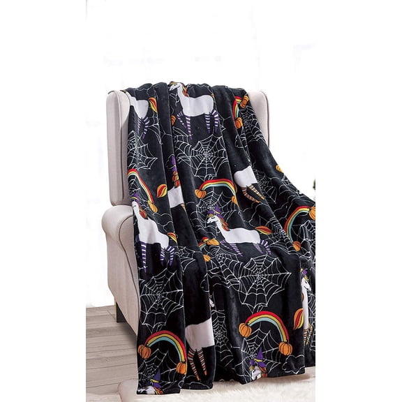 Luxury Velvet Christmas Prints Fleece Throw/Blanket -Holiday Theme Home Decor,Fuzzy Warm and Cozy Throws for Winter Bedding, Couch and Gift, 50" x 60 inch, Unicorn Halloween