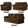 thumbnail image 1 of Luxury Velvet Couch Cover 7 Piece Stretch Sofa Covers for 3 Cushion Couch Thick Soft Spandex Sofa Slipcover Living Room Anti Slip Dogs Pet Furnitre Protector, Dark Brown, 3-Seater Sofa Cover, 1 of 8