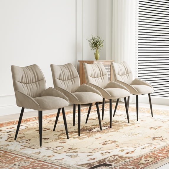 Luxury Velvet Dining Chair Set of 4, Modern Minimalist Design with High-Resilience Cushion & Durable Metal Frame - Versatile for Home or Restaurant Use, Easy Assembly