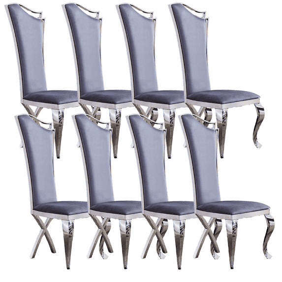 Luxury Velvet Dining Chairs, Modern Dining Chair with Stainless Metal Legs, Upholstered Dining Chairs, Accent Desk Chair for Dining Room, Kitchen, Vanity, Living Room(Grey,Set of 8)