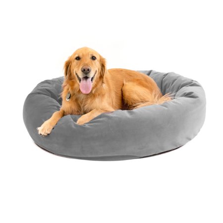 Luxury Velvet Dog Bed, Washable Cloud-Like Memory Foam, Size Large in Ash