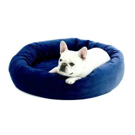 Luxury Velvet Dog Bed, Washable Cloud-Like Memory Foam, Size Small in Cobalt
