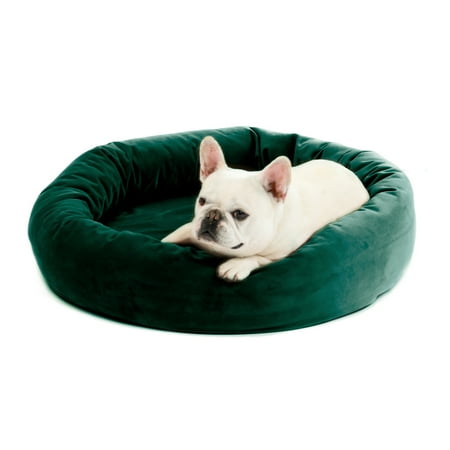 Luxury Velvet Dog Bed, Washable Cloud-Like Memory Foam, Size Small in Evergreen