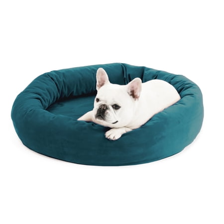 Luxury Velvet Dog Bed, Washable Cloud-Like Memory Foam, Size Small in Peacock