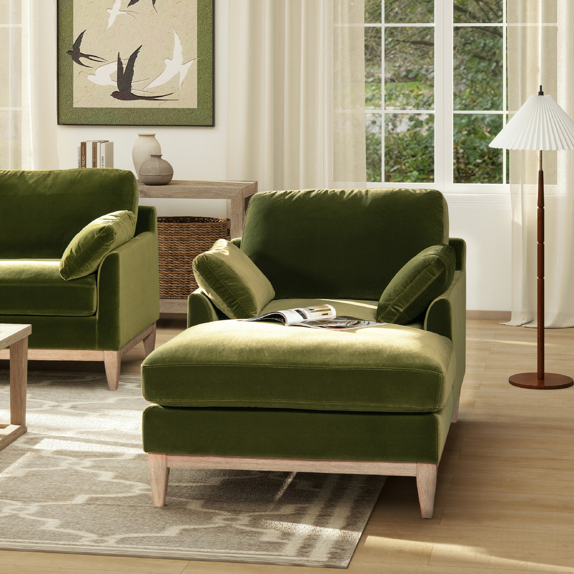 Luxury Velvet Lounge Chair With Sturdy Rubberwood Base Legs Photo Inspiration