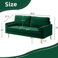thumbnail image 1 of Luxury Velvet Loveseat Sofa with 2 Pillows & Golden Legs, Perfect for Small Spaces (Green), 1 of 7