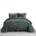 thumbnail image 1 of Luxury Velvet Oversized Embroidered Quilted Bedding Set - Soft & Plush 3-Piece Comforter with Shams for All-Season Comfort, 1 of 9