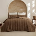 thumbnail image 1 of Luxury Velvet Quilt King Size - Lightweight Velvet Comforter Set, Oversized Cloud Corduroy Bedspread Coverlet Bedding Set, Pet-Friendly, Tear-Resistant, Winter Ultra-Soft Brown Quilt，106"x96", 1 of 18