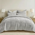 thumbnail image 1 of Luxury Velvet Quilt Set King Size, Lightweight Velvet Comforter Set, Oversized Bedspread Coverlet Quilted Bedding Set, with 2 Matching Pillow Shams, for All Season, 1 of 5