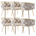 thumbnail image 1 of Luxury Velvet Single Sofa Chair, Modern Dining Chair with Golden Metal Legs, Upholstered Dining Chairs, Accent Desk Chair for Dining Room, Kitchen, Vanity, Living Room(Beige,Set of 6), 1 of 11