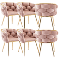 thumbnail image 1 of Luxury Velvet Single Sofa Chair, Modern Dining Chair with Golden Metal Legs, Upholstered Dining Chairs, Accent Desk Chair for Dining Room, Kitchen, Vanity, Living Room(Pink,Set of 6), 1 of 11