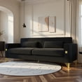 thumbnail image 1 of Luxury Velvet Sofa with Gold Accents - Modern 3-Seat Couch with Plush Cushions, Perfect for Living Room and Office Decor (Black), 1 of 10