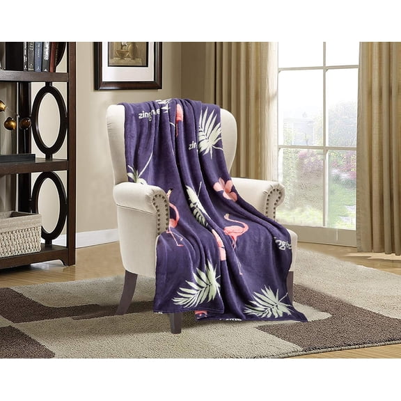 Luxury Velvet Super Soft Christmas Prints Fleece Blanket-Holiday Theme Home Décor Fuzzy Warm and Cozy Throws for Winter Bedding, Couch and Gift, 50 x 60 inch, Flamingo