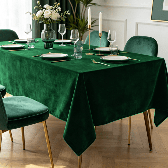 Luxury Velvet Table Cloth, 1 Piece, Multi Sizes, 4-10 Seater Stain Resistant Table Cover, Matte Soft Velvet Tabletop Decor for Home, Villa, Thanksgiving Christmas Holiday Party