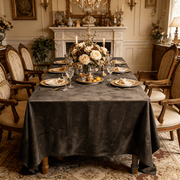 Luxury Velvet Table Cloth, 1 Piece, Multi Sizes, 4-10 Seater Stain Resistant Table Cover, Matte Soft Velvet Tabletop Decor for Home, Villa, Thanksgiving Christmas Holiday Party