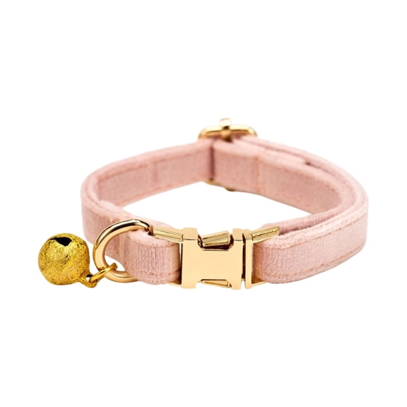 Velvet Texture Cat Neck Collar Safety Breakaway Clasp with Metal Bell Adjustable Size Comfort Lightweight Pet Collar for Daily Cat Wearing and Identification