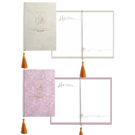 Luxury Velvet Wedding Vow Book Set With Tassels – His & Her Vow Books With Inner Pages – Elegant Wedding Declaration Speech Books – High-End Keepsake For Bride & Groom