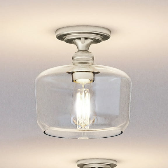 Luxury Vintage Ceiling Light, 9H x 9W, with Farmhouse Style, Brushed Nickel, UHP4064 by Urban Ambiance