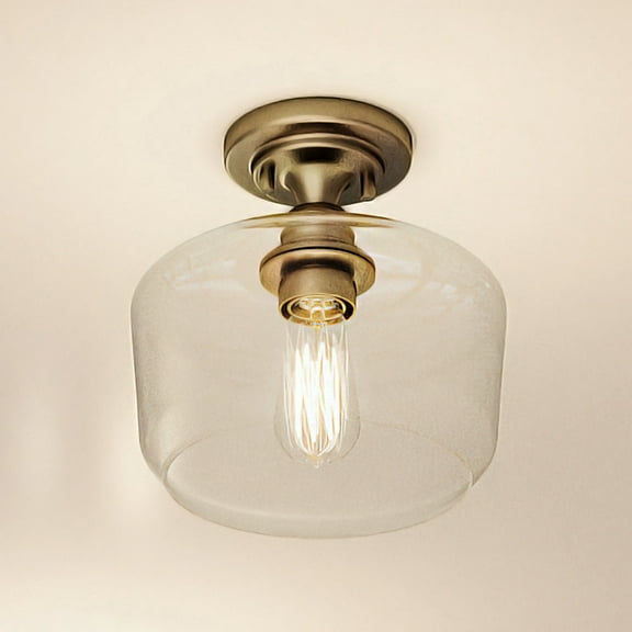 Luxury Vintage Ceiling Light, 9H x 9W, with Farmhouse Style, Olde Brass, UHP4069 by Urban Ambiance