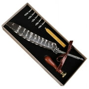 Luxury Vintage Quill Dip Calligraphy Fountain Pen Writing Ink 5 Nibs Set Stationery Gift Box