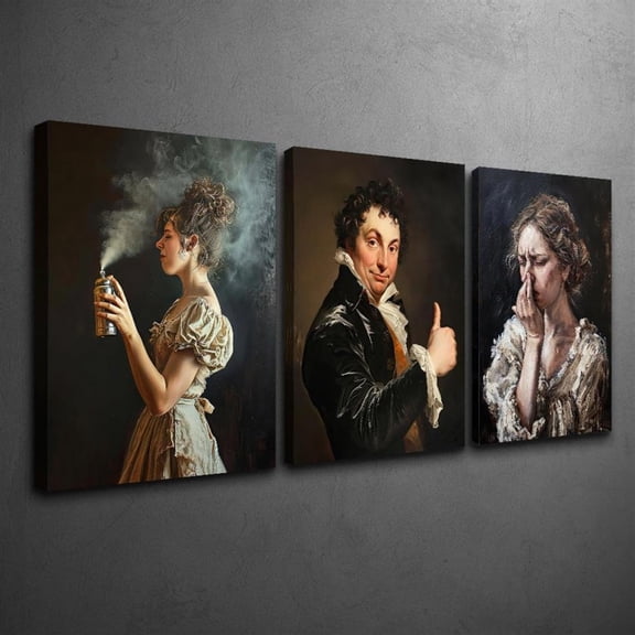 Luxury Vintage Royal Funny 3-Piece Canvas Decor for Living Room Wall Art