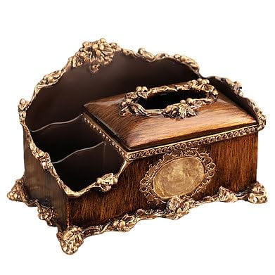 Luxury Vintage Tissue Box Cover with Remote Holder