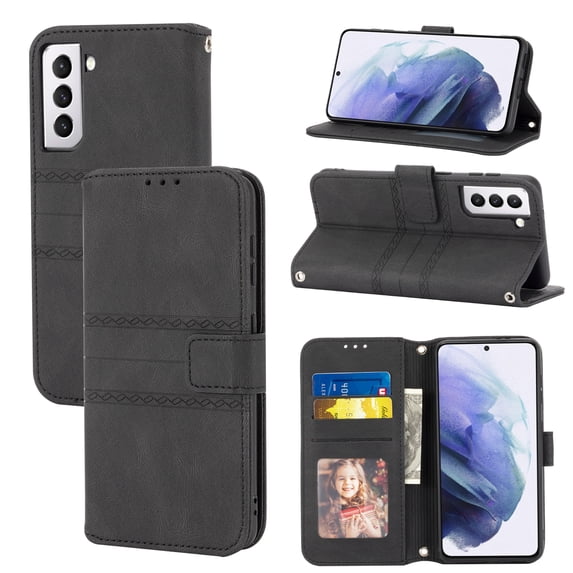 Luxury Wallet Case for Samsung Galaxy S23 Plus, PU Leather Detachable Shoulder Strap Lanyard Crossbody Wrist Strap Handbag Flip Cover with Card Slots Magnetic Kickstand Shockproof Case,Black