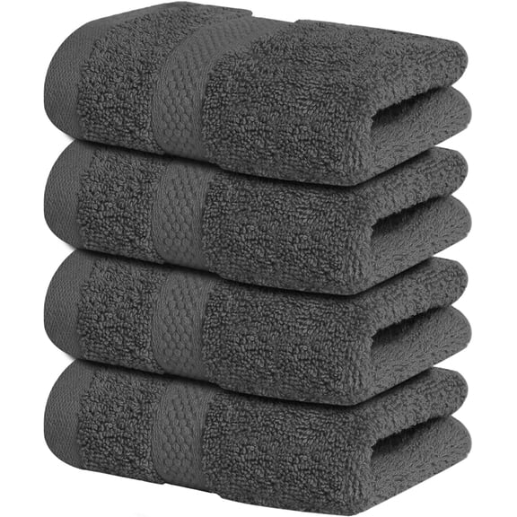 Luxury Wash Cloths for Showering [13x13] – 100% Cotton Washcloths [Pack of 4], Soft and Absorbent Face Towels for Bathroom Wash Clothes, Gym, and Spa (Shadow Grey)