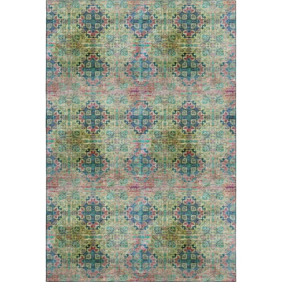 Luxury Washable Trevi TV16 Green 2'6" x 3'10" Rug