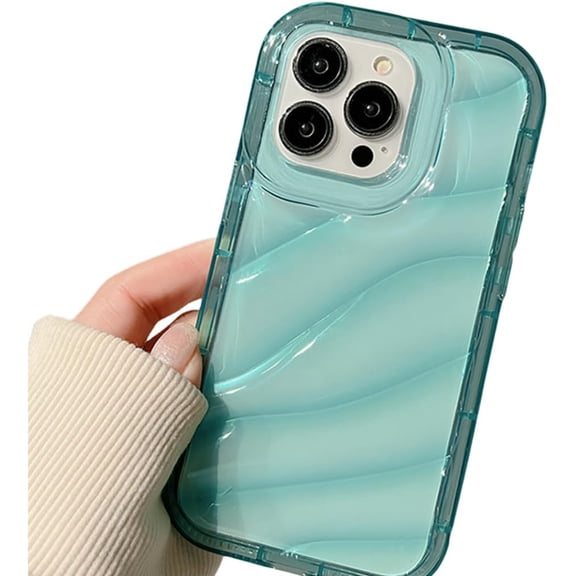 Luxury Water Wavy Pattern Case for iPhone 13 Cover iPhone 16 Pro Max 15 11 14 15 12 Xr 7 8 Plus Xs Se TPU(for iPhone 13/Green)