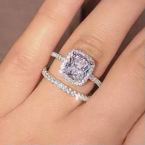 Luxury Wedding Engagement 925 Silver Ring Cubic Zircon Women Jewelry Sz 6-10