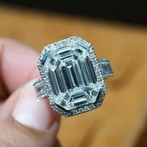 Luxury Wedding Engagement 925 Silver Ring Cubic Zirconia Jewelry Sz 6-10