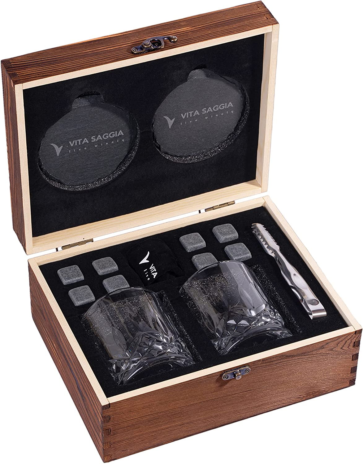 8-pc. Personalized Whiskey Glass & Coaster Set with Wood Box