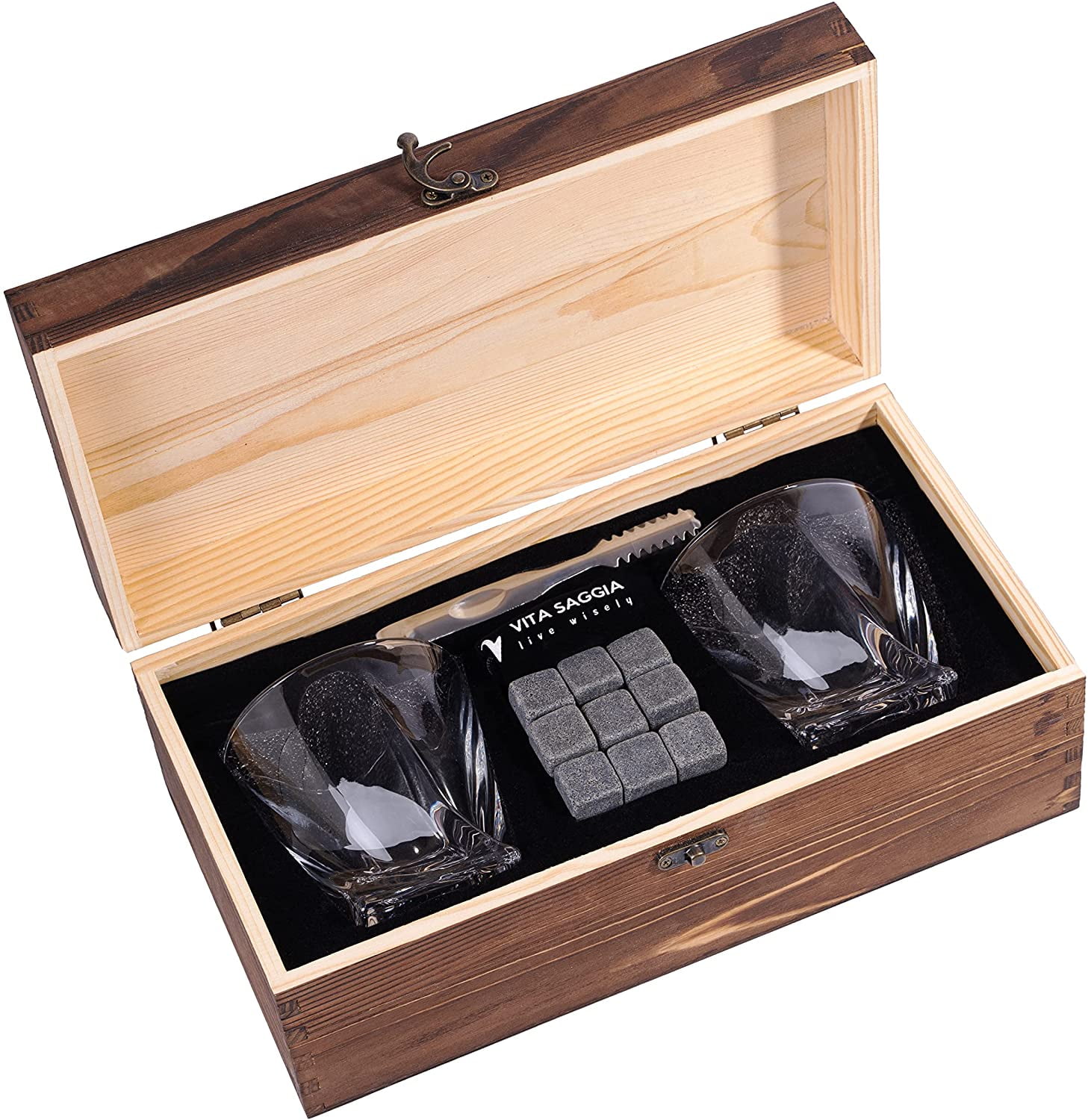 Premium Whiskey Stones Gift Set with 12 Pcs Stones and Bag. Whiskey,  Bourbon, Cognac, Scotch,Gin, Wine Beverage. Marble Reusable Ice Cubes.  Birthday