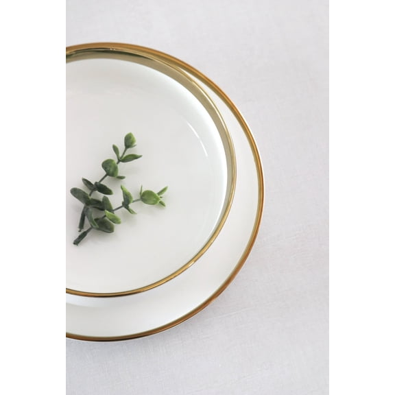 Luxury White Ceramic Large Bowl with Hand-Applied Gold Rim – 7.4" Set of 2 Elegant Serving Bowl | Oven & Dishwasher Safe | Marcel Ardani