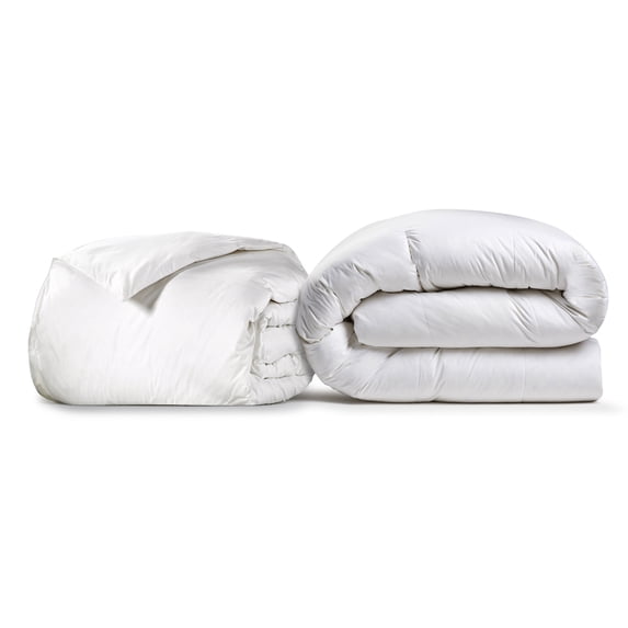 Luxury White Down Comforter and Featherbed Bundle