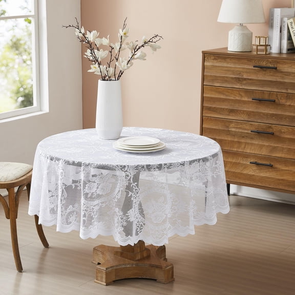 Luxury White Gothic Lace Tablecloth 36 Round. SHA TC 36 ROU WHITE