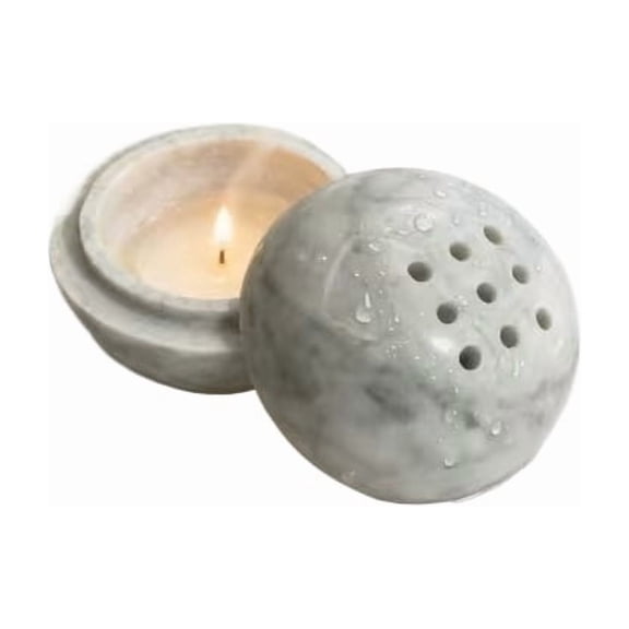 Luxury White Marble Ball Natural Stone Sphere for Meditation Home Altar Decor