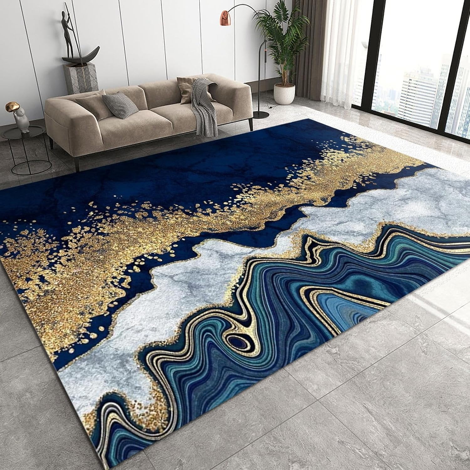 Luxury White Marble Rug 12