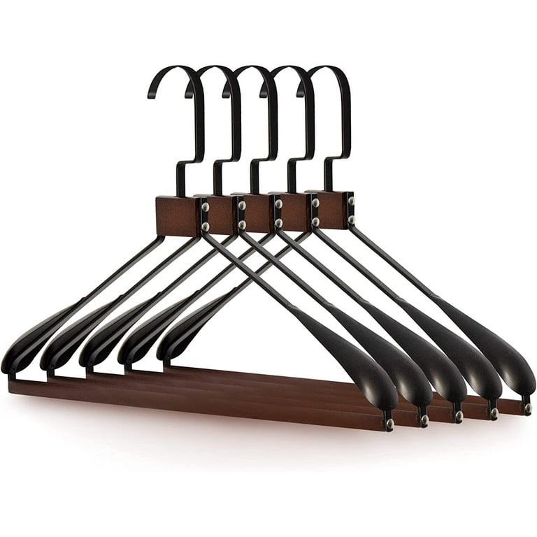 Wood Suit Hangers With Locking Bar And Reinforcement Hook Subastral